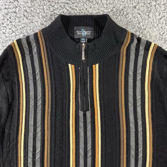 STEVE HARVEY CELEBRITY EDITION 1/4 ZIP RAYON BLEND SWEATER 2XL DEEP STRIPE MOCK - Picture 3 of 13